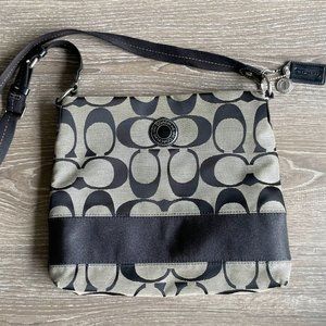 COACH Signature Stripe File Crossbody Bag Black
